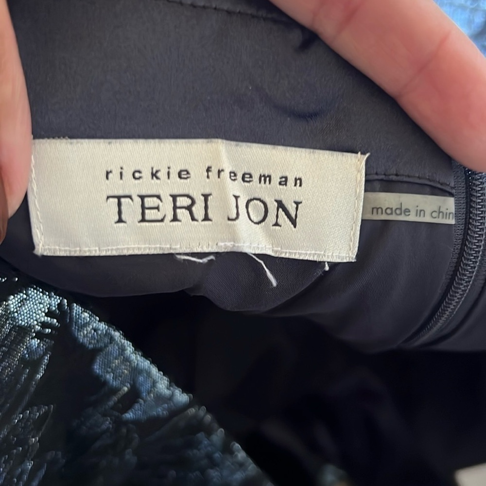 RICKIE FREEMAN FOR TERI JON Off-Shoulder Ruched Jacquard Sheath Dress - Picture 8 of 8